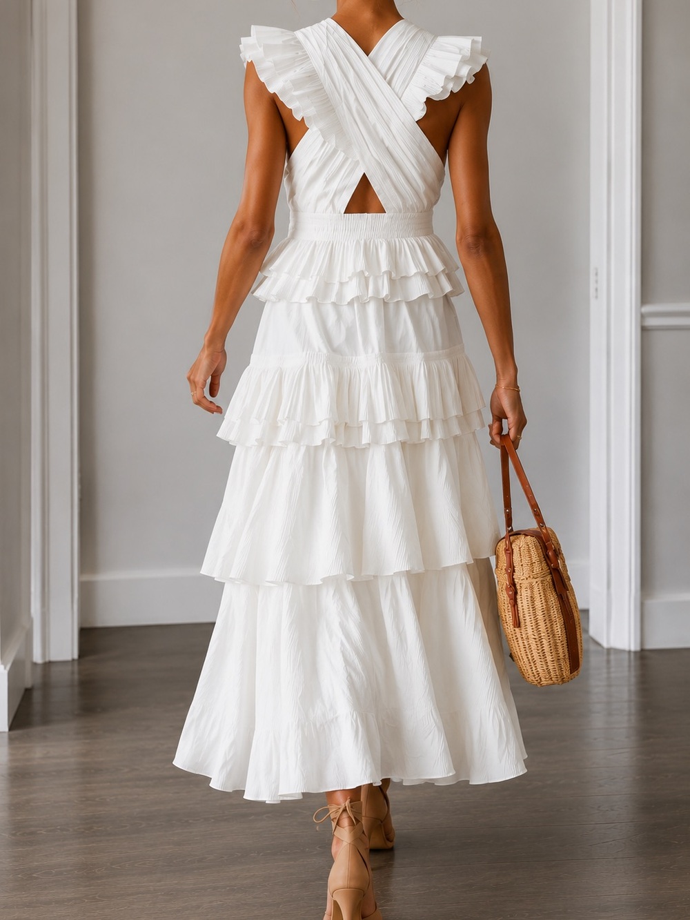 Ulla Johnson Aurore White Tiered Ruffle Cotton Maxi Dress Size 2 - Picture 2 of 13